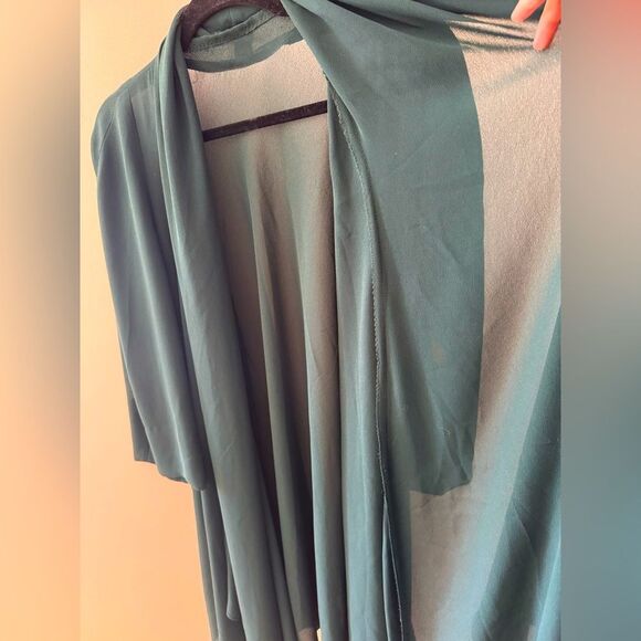 Vintage Boho Handmade Anonymous Emerald Green Ruffle Evening Jacket Duster L/XL - Picture 6 of 7